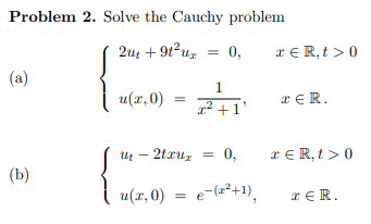 Solved Problem 2. Solve the Cauchy problem 2ut +9tu, 0, TER, | Chegg.com