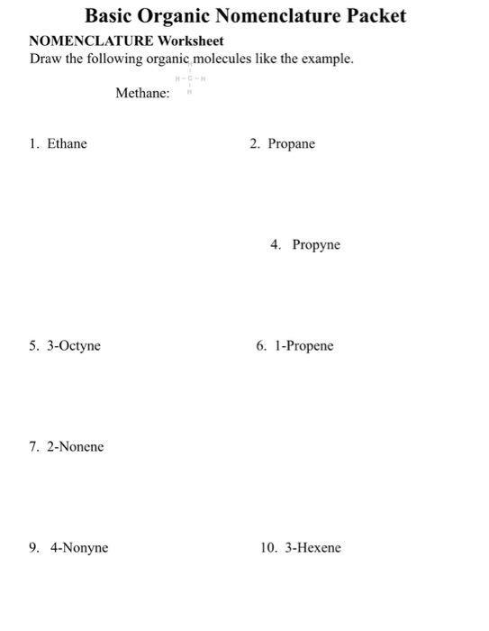 27 Organic Chemistry Nomenclature Worksheet With Answers - Worksheet