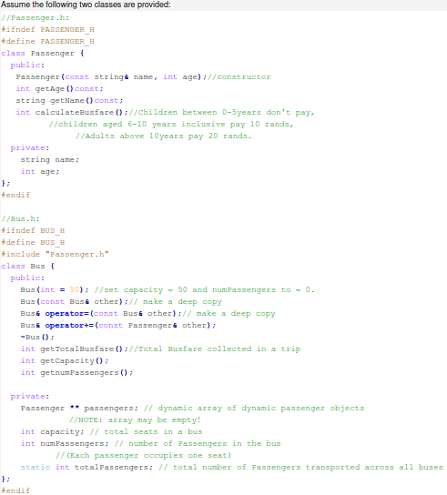 Solved Assume the following two classes are provided: // | Chegg.com