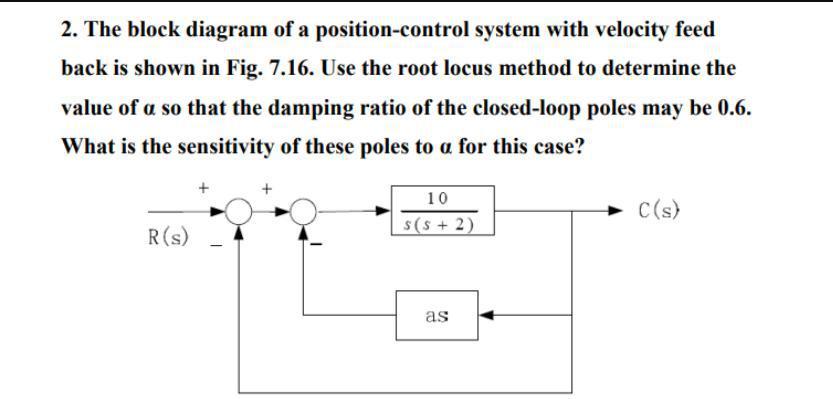 Solved 2. The block diagram of a position-control system | Chegg.com
