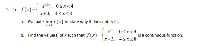 Solved 1. Let \\( F(x)=\\left\\{\\begin{array}{cc}e^{0.2 X}, | Chegg.com