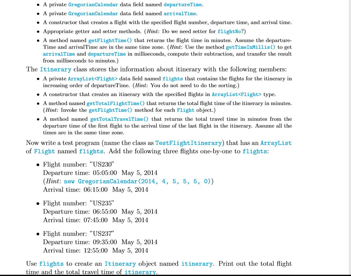 Solved In this question, you will design two classes Flight | Chegg.com