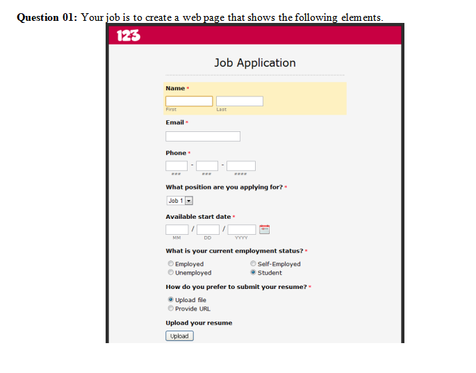 Solved Question 01: Your job is to create a web page that | Chegg.com