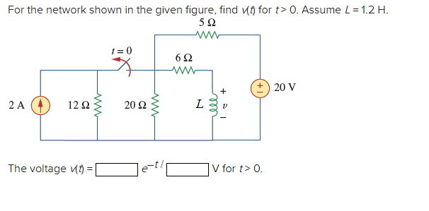 Solved For the network shown in the given figure, find (t) | Chegg.com