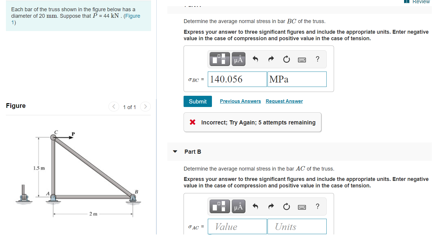 Solved Review Each bar of the truss shown in the figure | Chegg.com