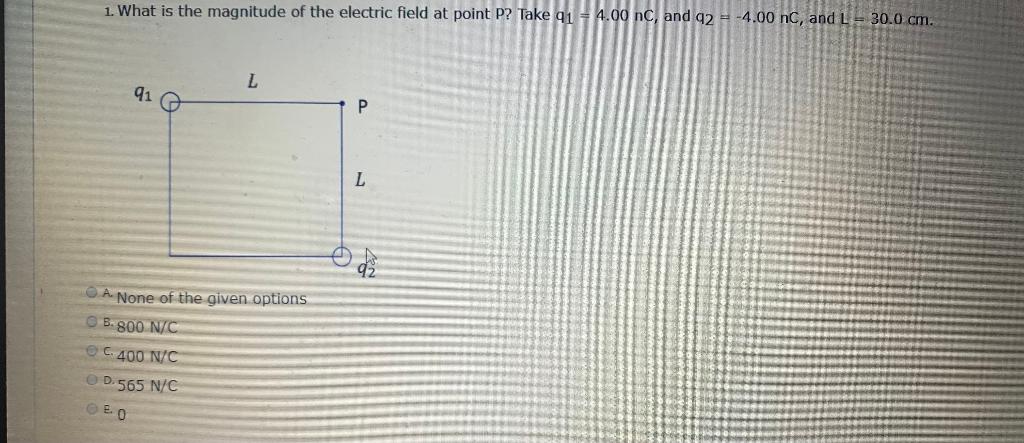 Solved 1. What is the magnitude of the electric field at | Chegg.com