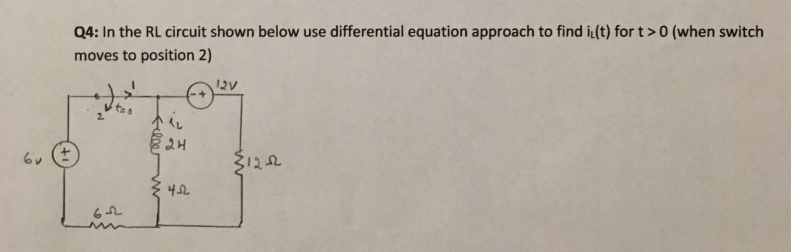 Solved Q4: In the RL circuit shown below use differential | Chegg.com