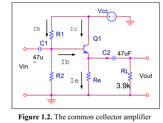 Solved Figure 1.2. The common collector amplifier2. | Chegg.com