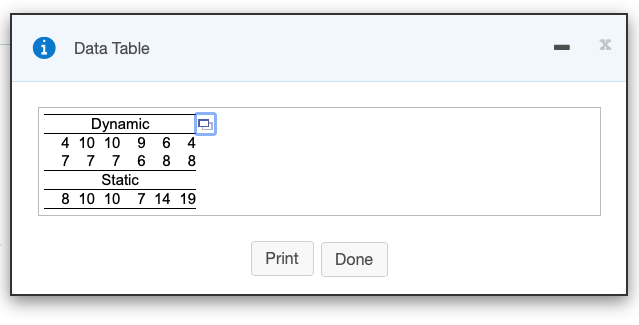 Solved i Data Table - х 0 Dynamic 4 10 10 9 6 4 7 7 7 6 8 8 | Chegg.com
