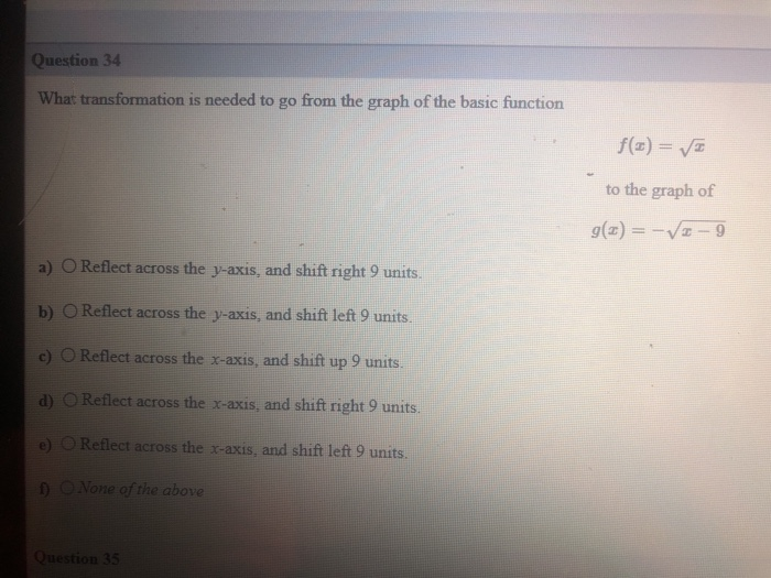 Solved Question 34 What transformation is needed to go from | Chegg.com