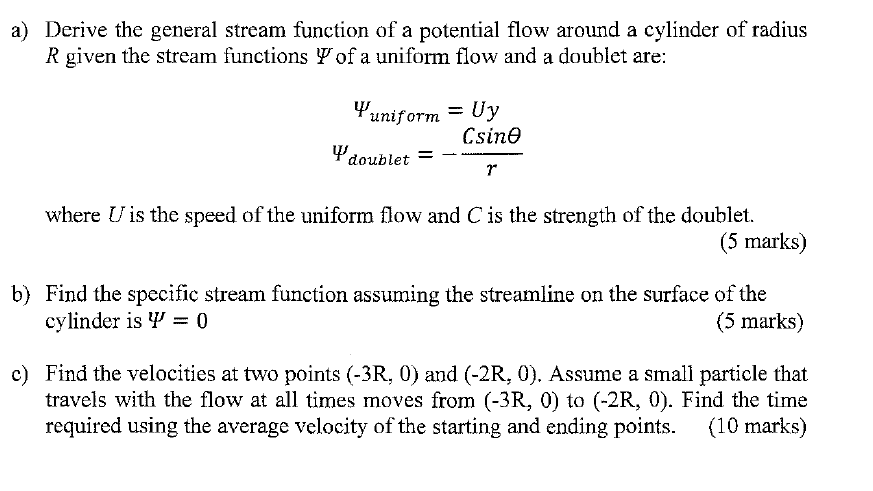 Solved a) Derive the general stream function of a potential | Chegg.com