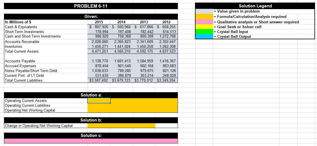 Solved Please use the provided excel and show work / formula | Chegg.com