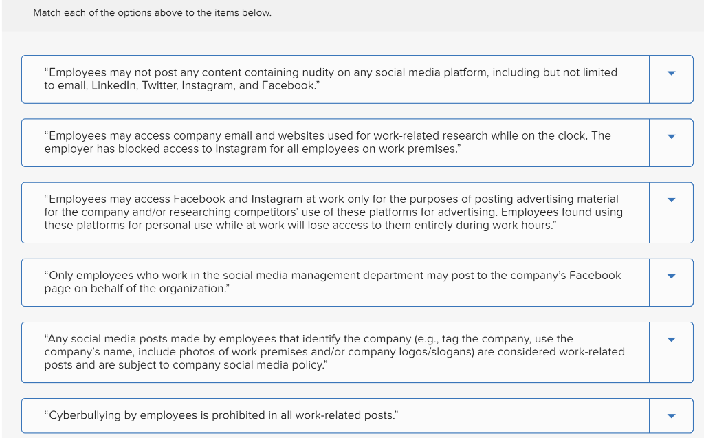 Solved Elements of Effective Social Media Policy A social