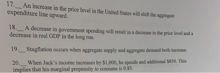 Solved 17.__An increase in the price level in the United | Chegg.com