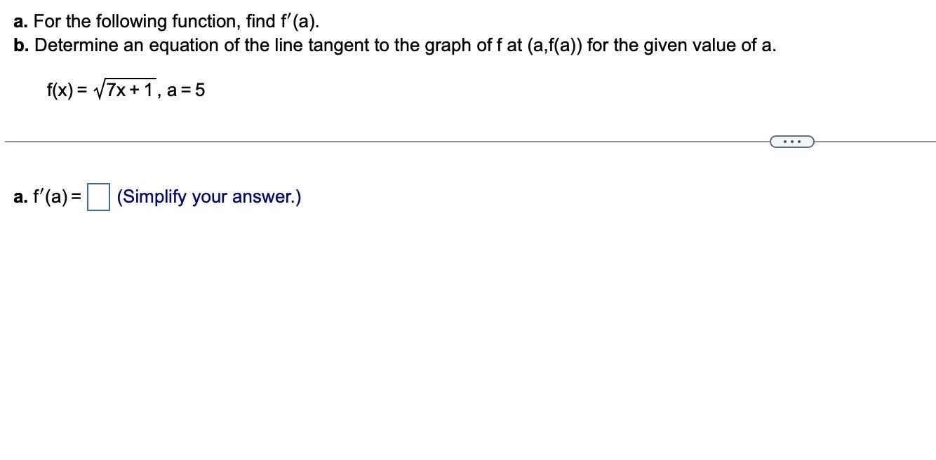 Solved A. For The Following Function, Find F′(a). B. | Chegg.com