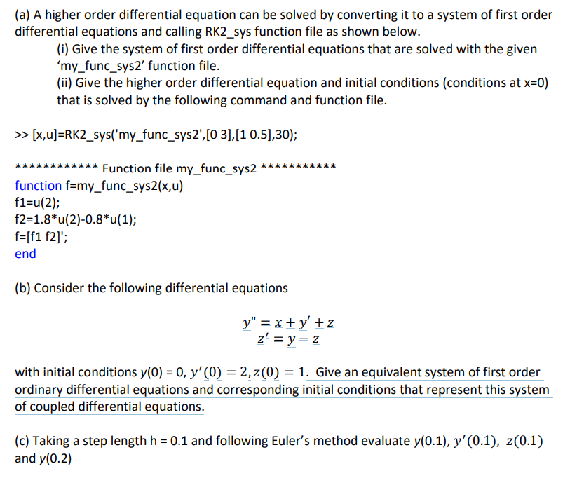 Solved (a) A higher order differential equation can be | Chegg.com