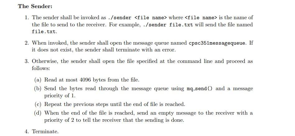 Solved Part II: Message Queues The following outlines the | Chegg.com