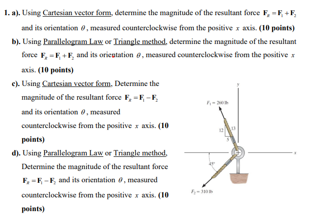 Solved 1. a). Using Cartesian vector form, determine the | Chegg.com