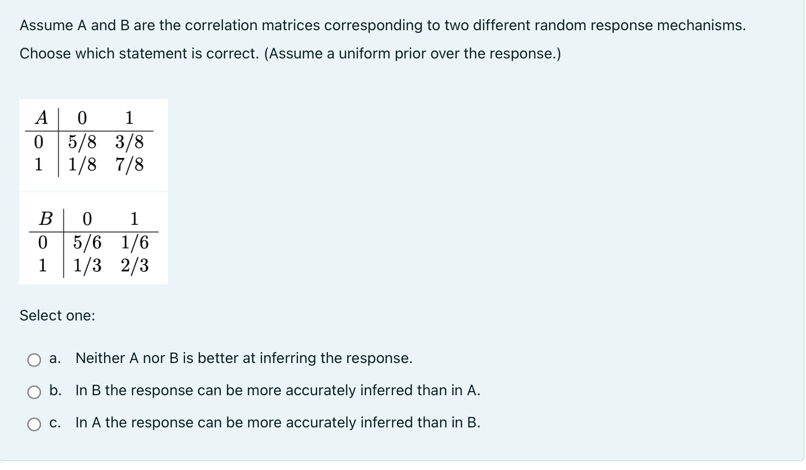 Solved Assume A And B Are The Correlation Matrices | Chegg.com