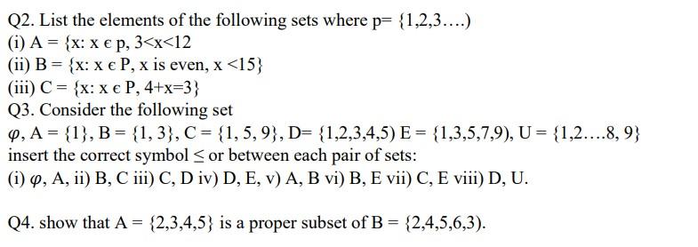 Solved Q2. List the elements of the following sets where p= | Chegg.com