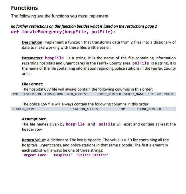Solved Restrictions Any function that violates any of the | Chegg.com