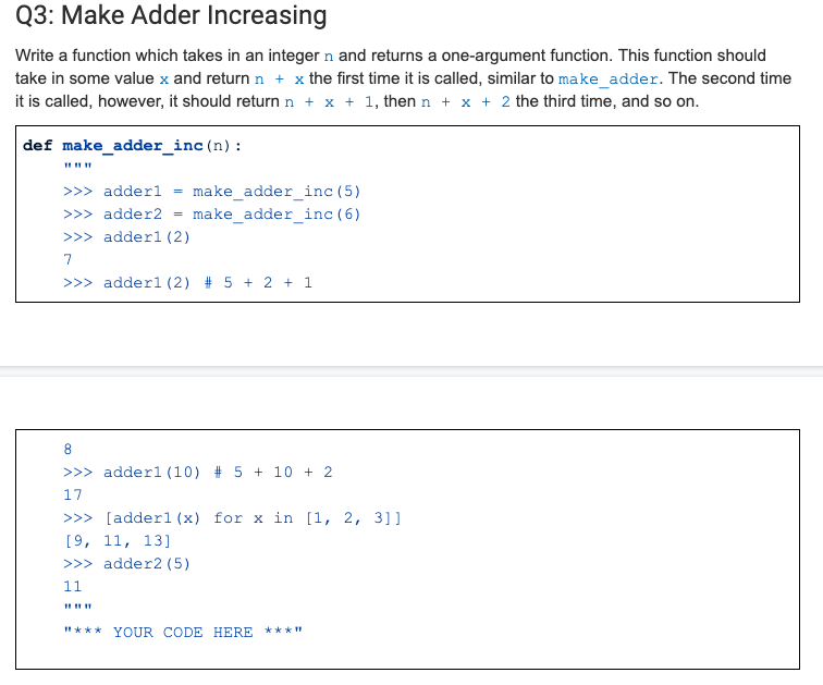 Solved Q1 - Add This Many Write a function that takes in a | Chegg.com