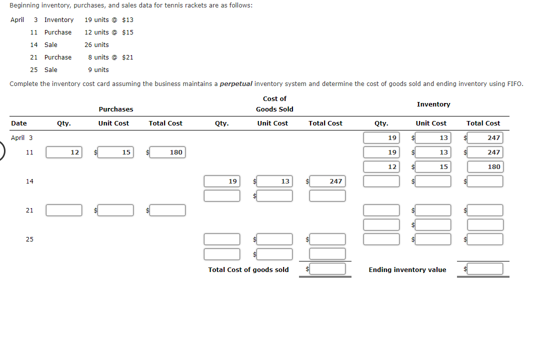 Solved Beginning Inventory, Purchases, And Sales For An | Chegg.com