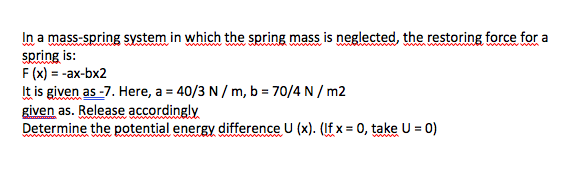 Solved In a mass-spring system in which the spring mass is | Chegg.com