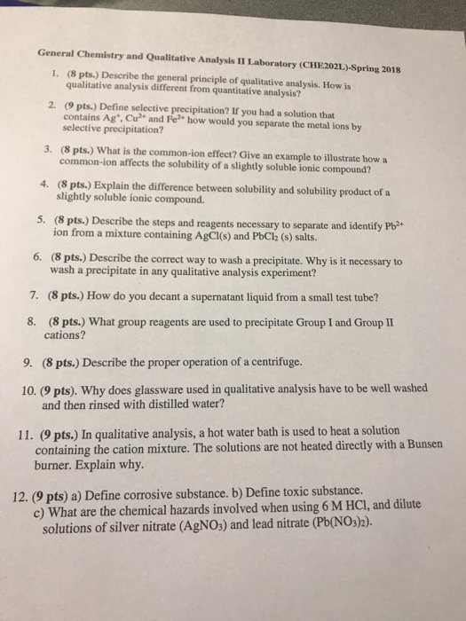 Solved General Chemistry and Qualitative Analysis II | Chegg.com