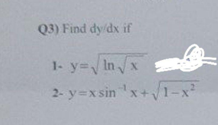 Solved Q3 Find Dy Dx If 1 Y N Inx 2 Y X Sin X V1 X Chegg Com