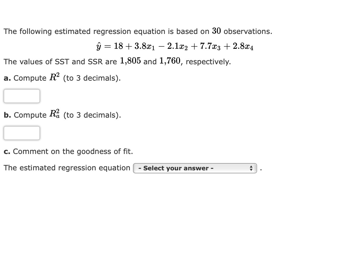 solved-the-estimated-regression-equation-for-these-data-is-chegg