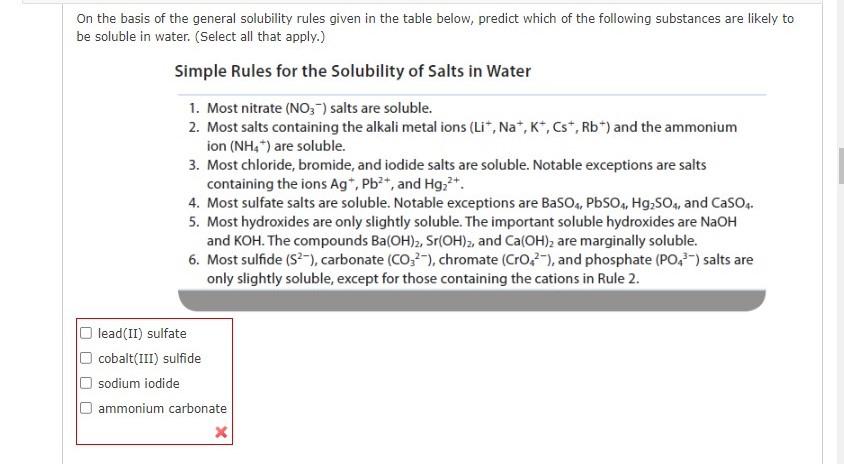 Solved On The Basis Of The General Solubility Rules Given In 7966