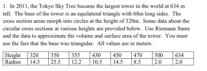 Solved 1. In 2011, the Tokyo Sky Tree became the largest | Chegg.com