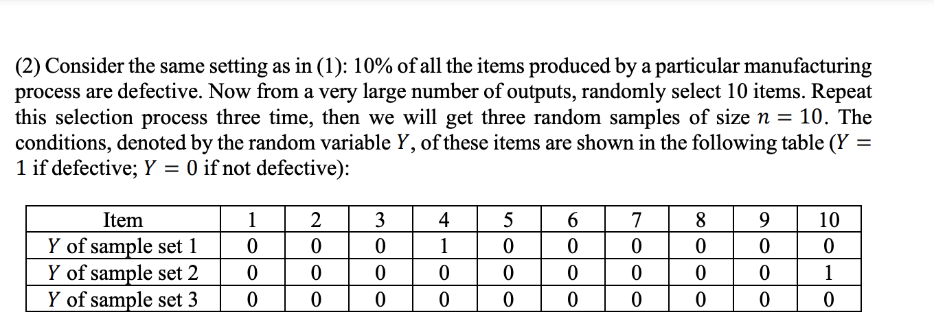 Solved a. Find the sample mean 𝑌̅ for each random | Chegg.com