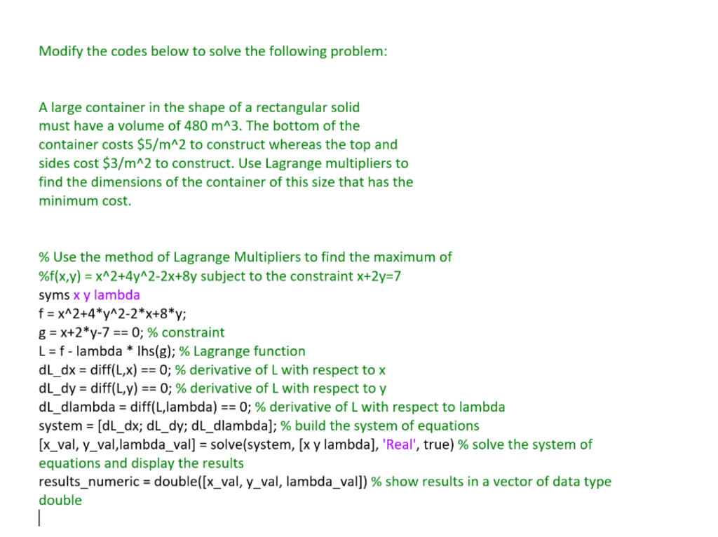 Solved Modify The Codes Below To Solve The Following 0713