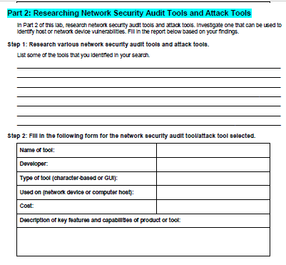 research network security audit tools and attack tools