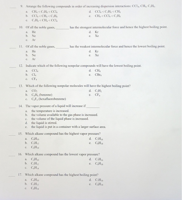 Solved 9. Arrange the following compounds in order of | Chegg.com