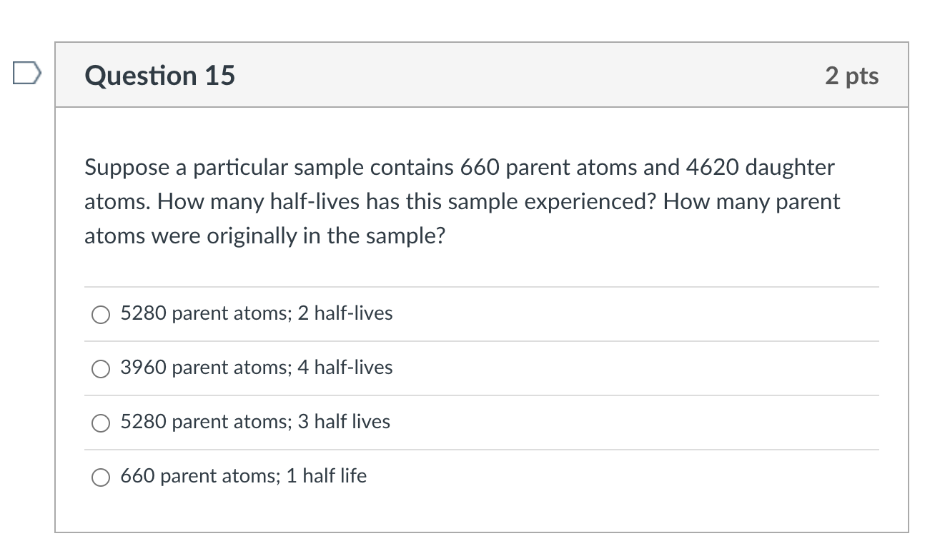 Solved Question 13 2 Pts Suppose There Are 1000 Atoms Of | Chegg.com