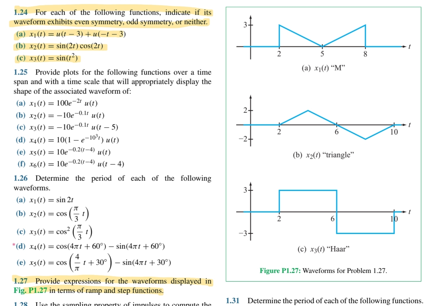 Solved 1.24 For each of the following functions, indicate if | Chegg.com