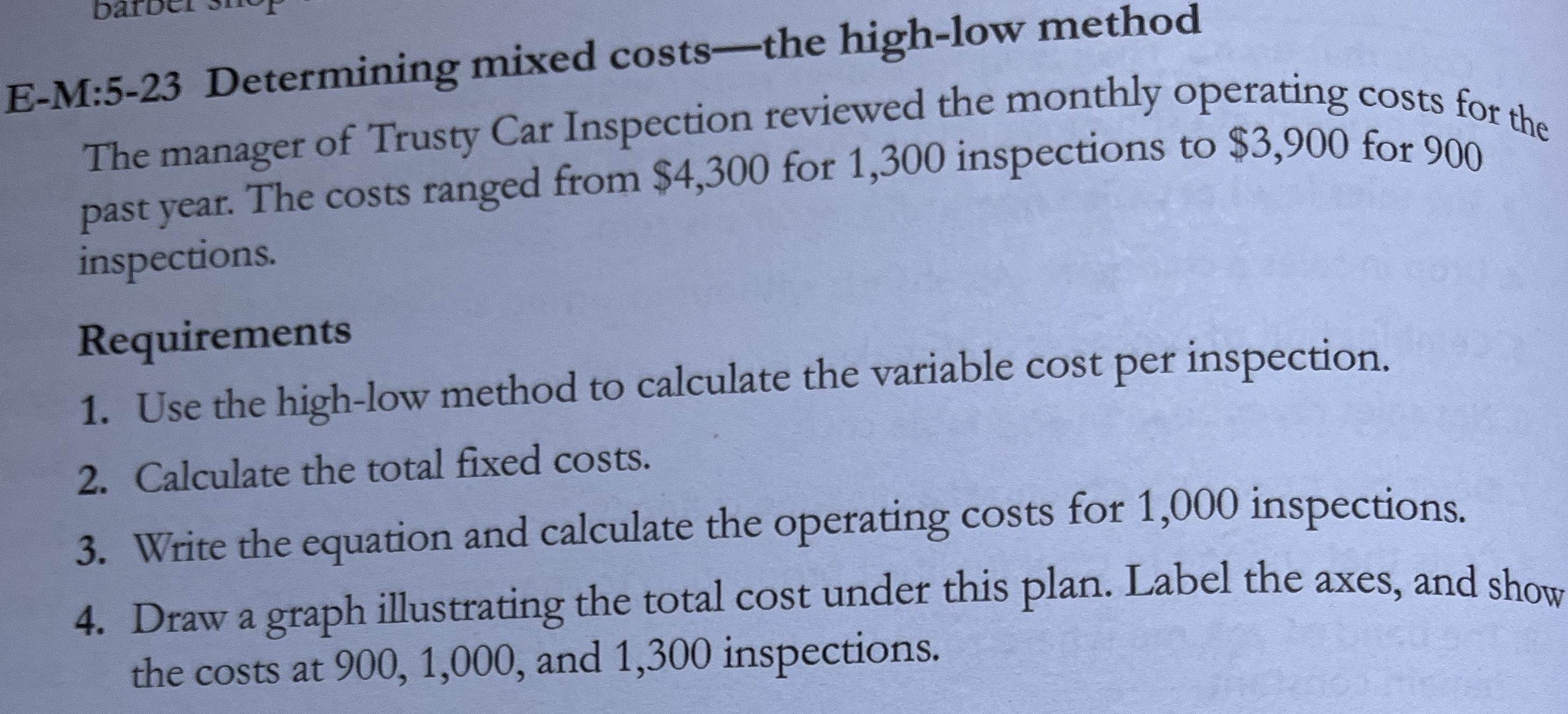 Solved 3-M:5-23 Determining mixed costs - the high-low | Chegg.com