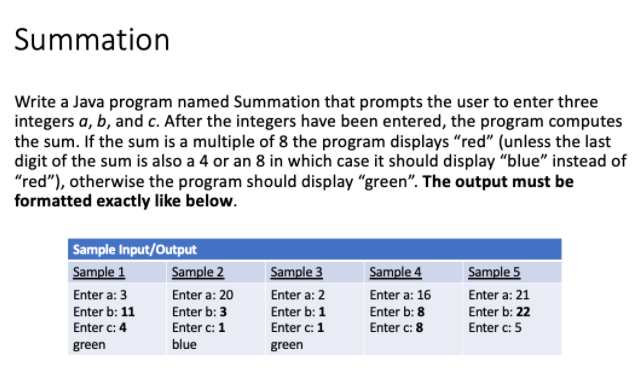 Solved Summation Write a Java program named Summation that | Chegg.com