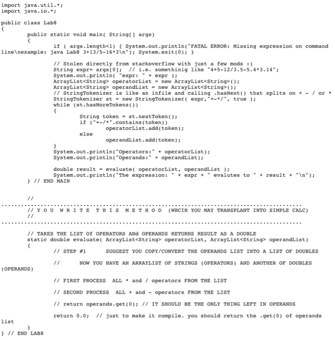 Solved Your SimpleCalc project #7 requires you evaluate | Chegg.com