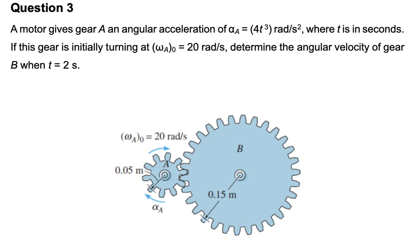 Solved A motor gives gear A an angular acceleration of | Chegg.com