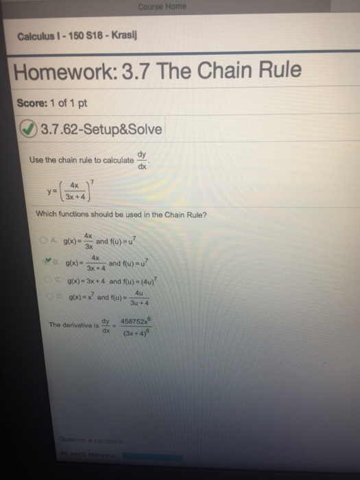 Solved Calculus 1-150 $18- Krasij Homework: 3.7 The Chain | Chegg.com