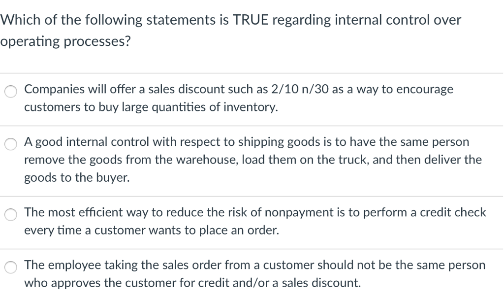 Solved Which of the following statements is TRUE regarding | Chegg.com