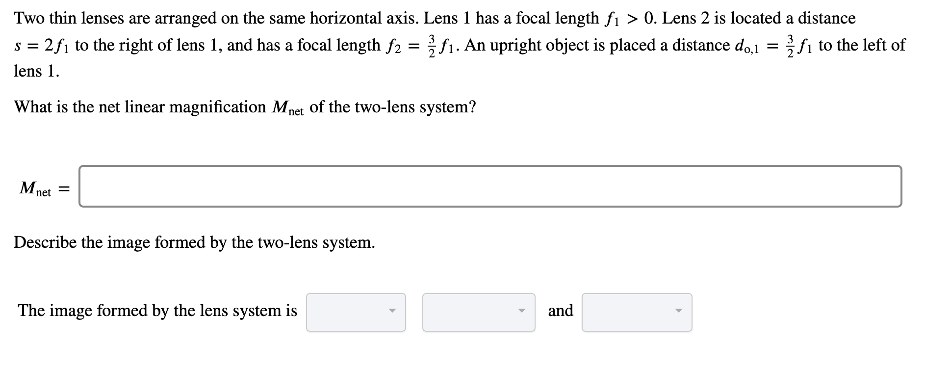 solved-two-thin-lenses-are-arranged-on-the-same-horizontal-chegg