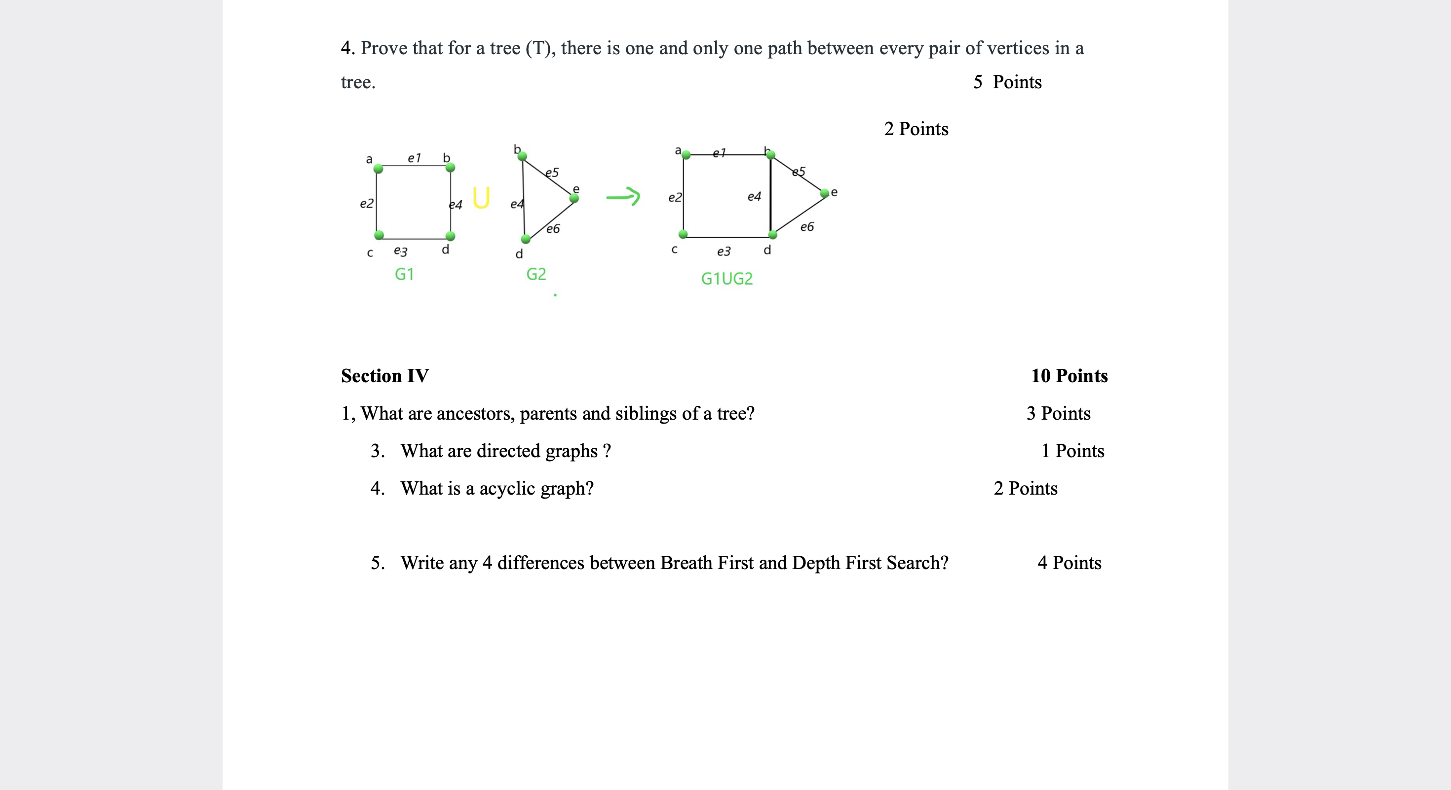 Solved 4. Prove that for a tree (T), there is one and only | Chegg.com