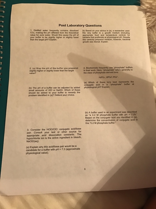 Solved Post Laboratory Questions 1 Distilled water