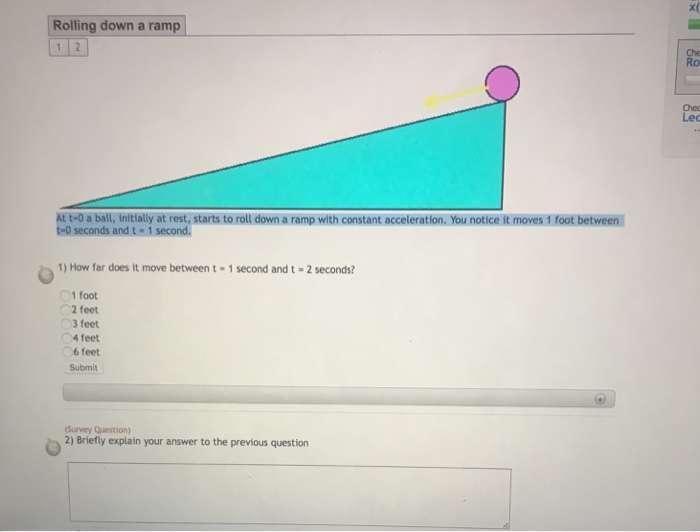 Solved x( Rolling down a ramp Che Ro Che Lec t0 a ball,
