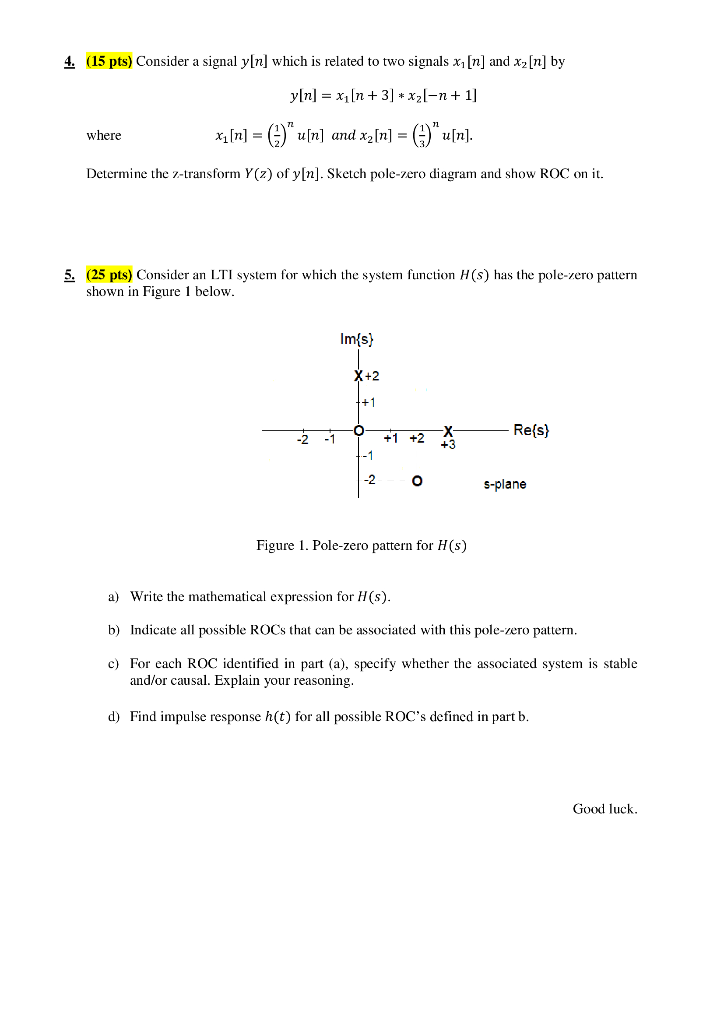 Solved 4 15 Pts Consider A Signal Y N Which Is Relate Chegg Com